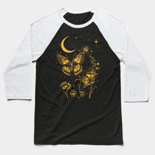 Romantic Butterfly Pair – Celestial Garden Dreamscape Baseball T-Shirt