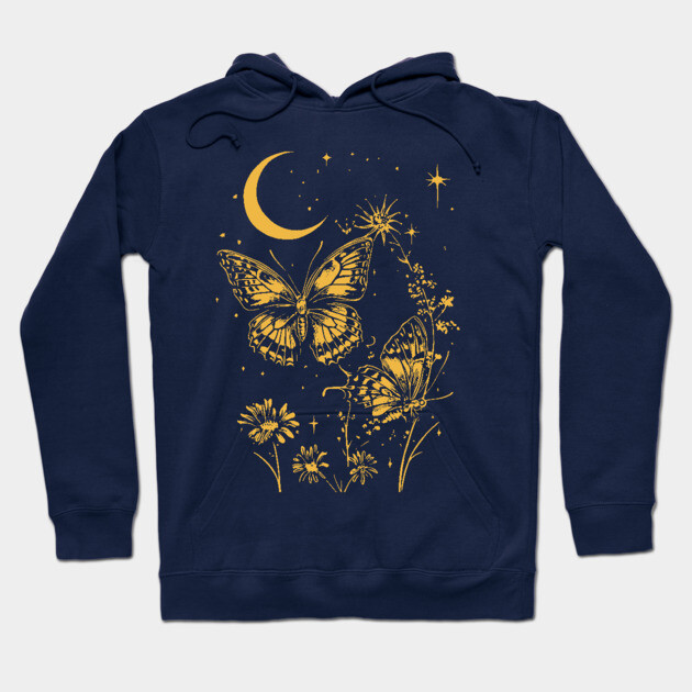 Romantic Butterfly Pair – Celestial Garden Dreamscape Hoodie by TuncGK