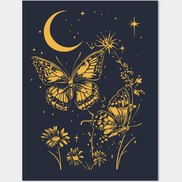 Romantic Butterfly Pair – Celestial Garden Dreamscape Wall Art by TuncGK