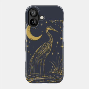 Mystical Crane by the Moon – Spiritual Bird Symbolism Phone Case