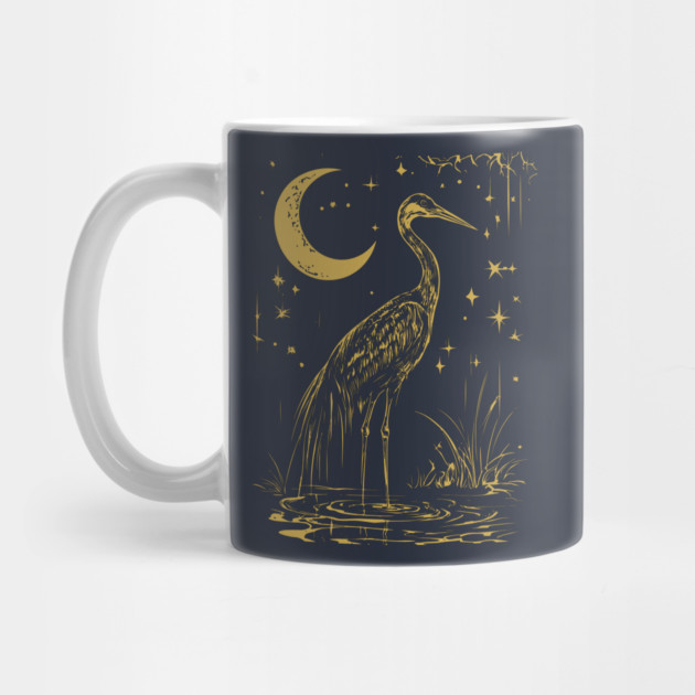 Mystical Crane by the Moon – Spiritual Bird Symbolism by TuncGK