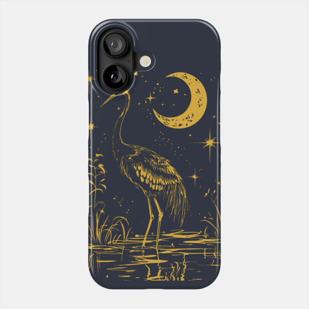 Elegant Moonlit Waterbird – Celestial Avian Serenity Phone Case by TuncGK