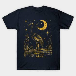 Elegant Moonlit Waterbird – Celestial Avian Serenity T-Shirt