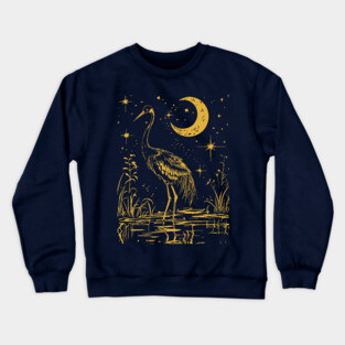 Elegant Moonlit Waterbird – Celestial Avian Serenity Crewneck Sweatshirt