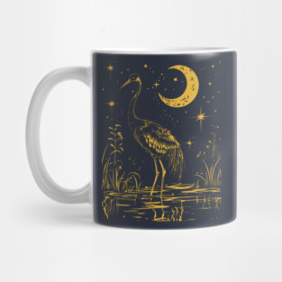 Elegant Moonlit Waterbird – Celestial Avian Serenity Mug
