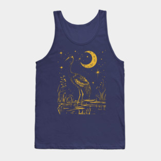 Elegant Moonlit Waterbird – Celestial Avian Serenity Tank Top