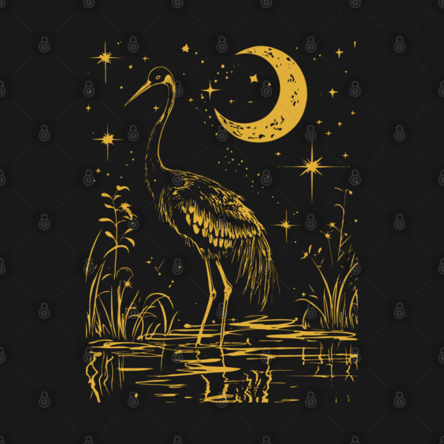 Elegant Moonlit Waterbird – Celestial Avian Serenity by TuncGK