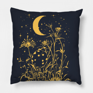 Celestial Ladybug Among Wildflowers – Symbol of Luck & Wonder Pillow