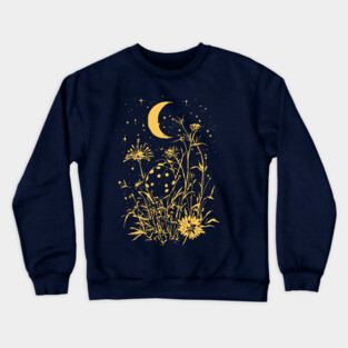 Celestial Ladybug Among Wildflowers – Symbol of Luck & Wonder Crewneck Sweatshirt