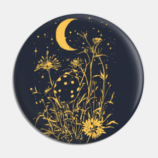 Celestial Ladybug Among Wildflowers – Symbol of Luck & Wonder Pin