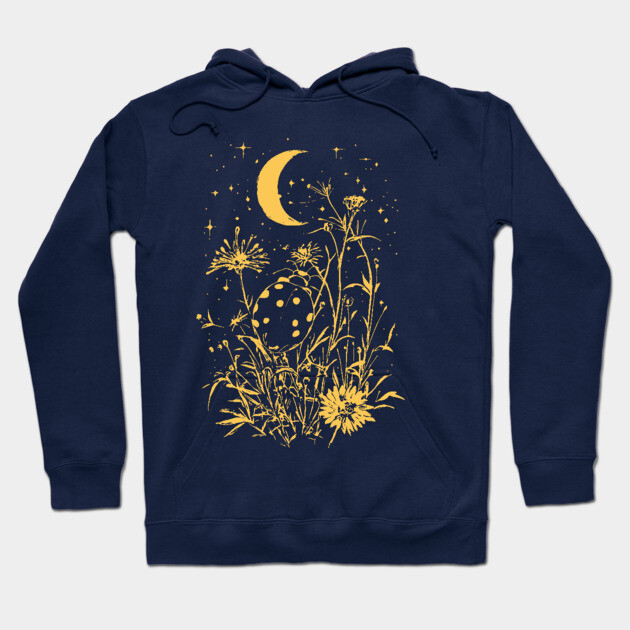 Celestial Ladybug Among Wildflowers – Symbol of Luck & Wonder Hoodie by TuncGK