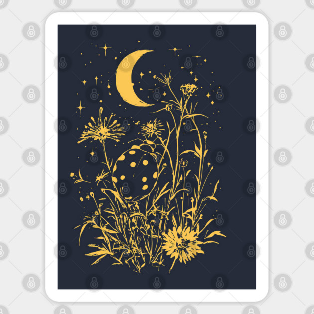 Celestial Ladybug Among Wildflowers – Symbol of Luck & Wonder Sticker by TuncGK