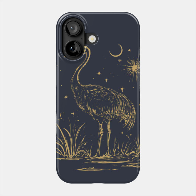 Moonlit Ostrich – Mystical Desert Guardian Under Starry Skies Phone Case by TuncGK