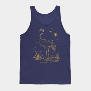 Moonlit Ostrich – Mystical Desert Guardian Under Starry Skies Tank Top
