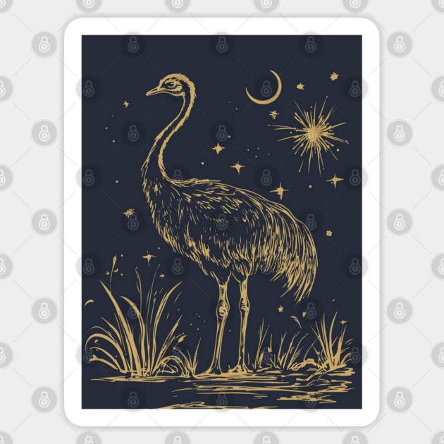 Moonlit Ostrich – Mystical Desert Guardian Under Starry Skies Sticker by TuncGK
