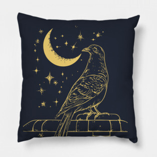 Urban Celestial Pigeon – A Bird of the Night Sky Pillow