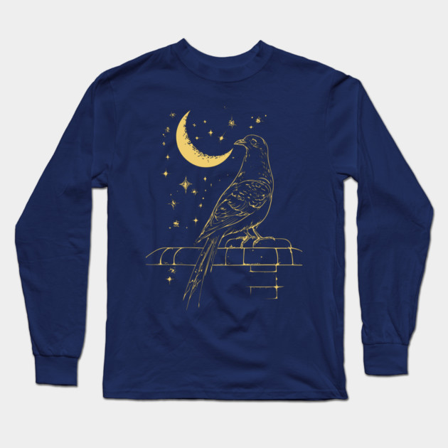 Urban Celestial Pigeon – A Bird of the Night Sky Long Sleeve T-Shirt by TuncGK