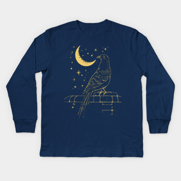 Urban Celestial Pigeon – A Bird of the Night Sky Kids Long Sleeve T-Shirt by TuncGK