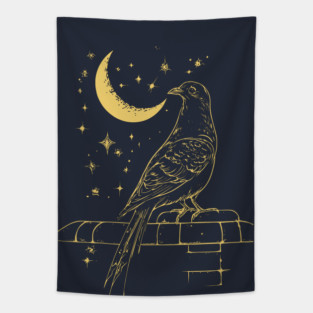 Urban Celestial Pigeon – A Bird of the Night Sky Tapestry