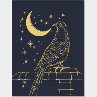 Urban Celestial Pigeon – A Bird of the Night Sky Posters and Art