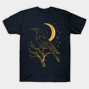 Mystical Raven and Moon – Celestial Symbol of Wisdom T-Shirt