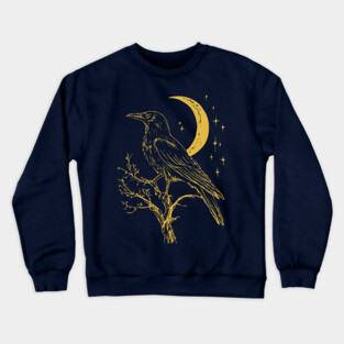 Mystical Raven and Moon – Celestial Symbol of Wisdom Crewneck Sweatshirt