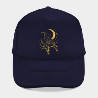 Mystical Raven and Moon – Celestial Symbol of Wisdom Hat