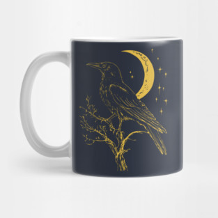 Mystical Raven and Moon – Celestial Symbol of Wisdom Mug