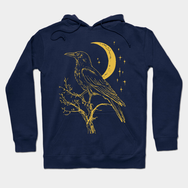 Mystical Raven and Moon – Celestial Symbol of Wisdom Hoodie by TuncGK