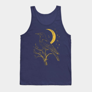 Mystical Raven and Moon – Celestial Symbol of Wisdom Tank Top