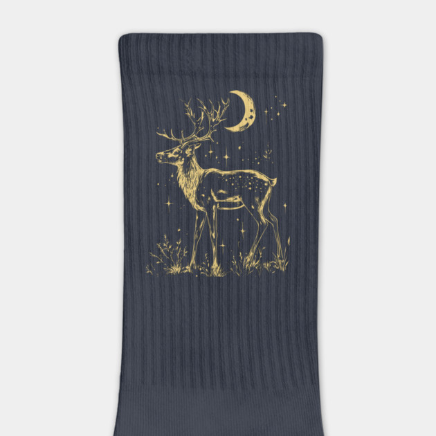 Celestial Reindeer Under Starlit Sky – Winter Mystic Art by TuncGK