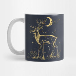 Celestial Reindeer Under Starlit Sky – Winter Mystic Art Mug