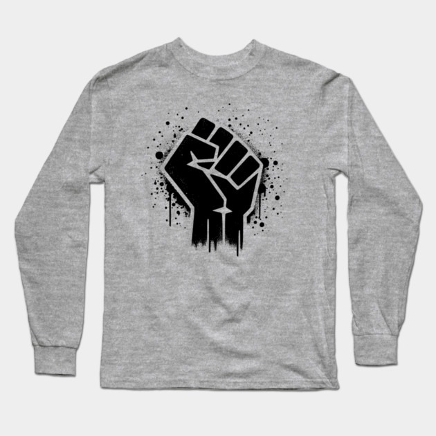 Black Power Fist, Resist, Protest Fist Long Sleeve T-Shirt by UrbanLifeApparel