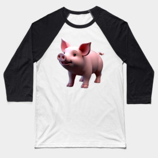Pink Baby Pig Baseball T-Shirt