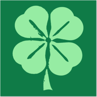 Minimalist Four Leaf Clover Posters and Art