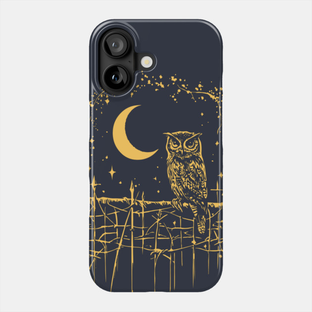 Celestial Barn Owl Perched Under the Moon – Mystical Night Guardian Phone Case by TuncGK