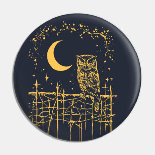 Celestial Barn Owl Perched Under the Moon – Mystical Night Guardian Pin