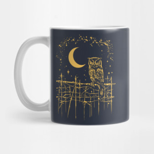 Celestial Barn Owl Perched Under the Moon – Mystical Night Guardian Mug