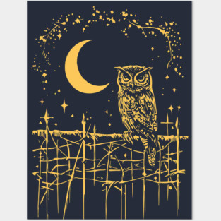 Celestial Barn Owl Perched Under the Moon – Mystical Night Guardian Posters and Art