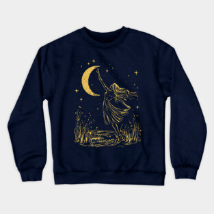 Mystical Woman Reaching for the Moon – Celestial Dreams Crewneck Sweatshirt