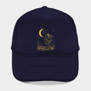 Mystical Woman Reaching for the Moon – Celestial Dreams Hat