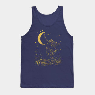 Mystical Woman Reaching for the Moon – Celestial Dreams Tank Top