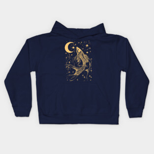Celestial Goldfish Floating in the Night – Mystic Water Spirit Kids Hoodie