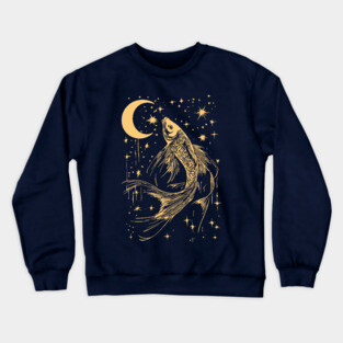Celestial Goldfish Floating in the Night – Mystic Water Spirit Crewneck Sweatshirt