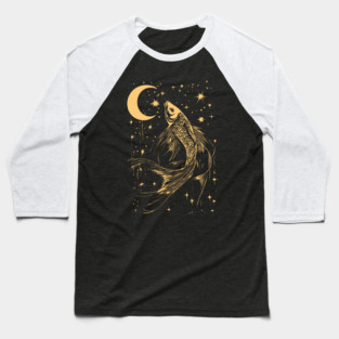 Celestial Goldfish Floating in the Night – Mystic Water Spirit Baseball T-Shirt