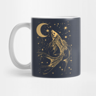 Celestial Goldfish Floating in the Night – Mystic Water Spirit Mug