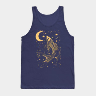 Celestial Goldfish Floating in the Night – Mystic Water Spirit Tank Top