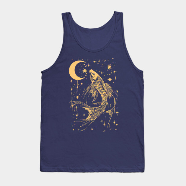 Celestial Goldfish Floating in the Night – Mystic Water Spirit Tank Top by TuncGK