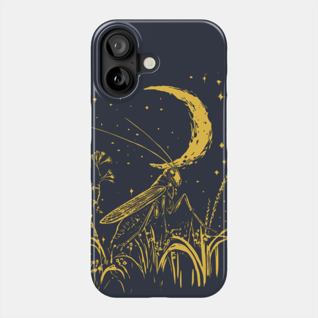 Mystical Grasshopper on the Crescent Moon – Night’s Whisper Phone Case by TuncGK
