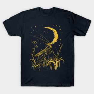 Mystical Grasshopper on the Crescent Moon – Night’s Whisper T-Shirt